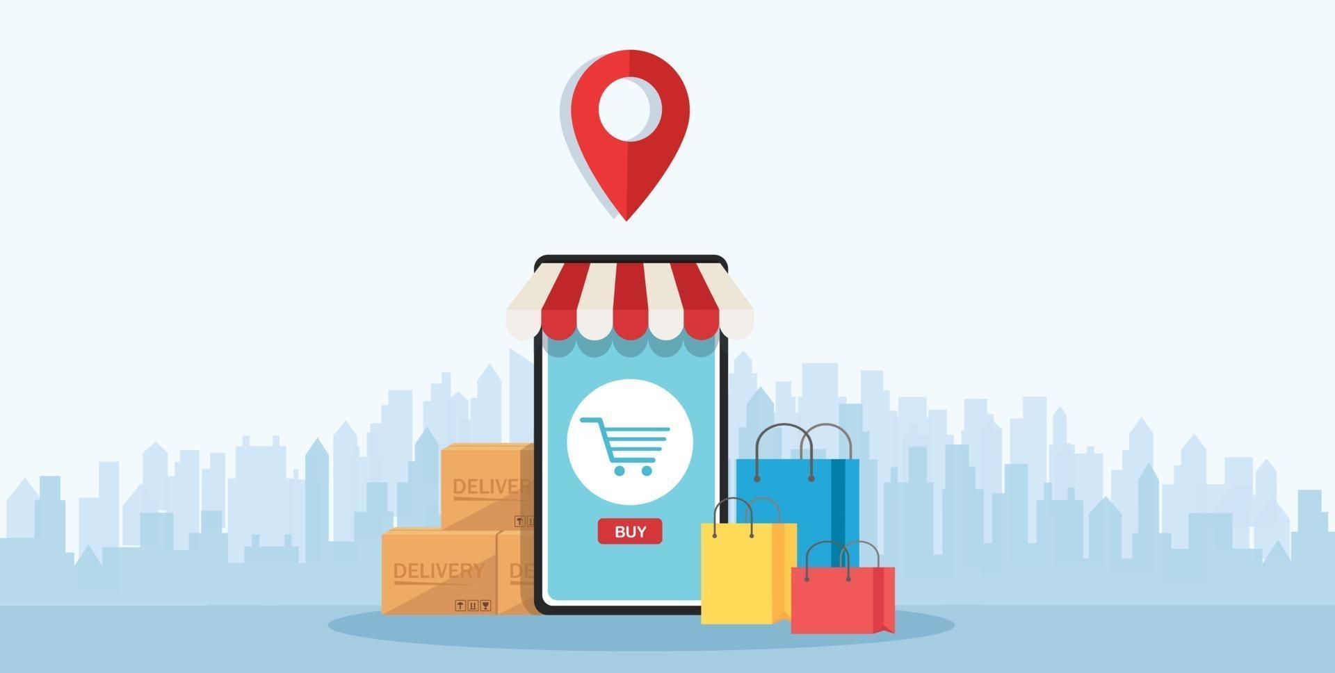 compras online no aplicativo e conceito móvel marketing digital online vetor