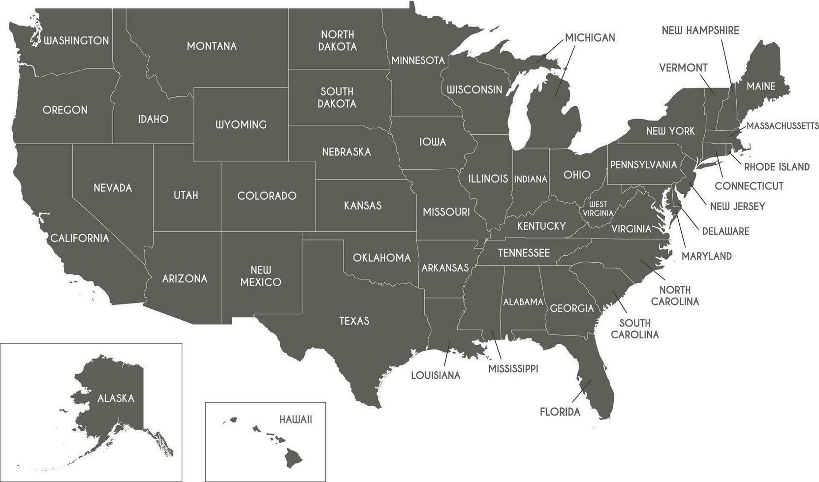 vetor mapa do EUA com estados e administrativo divisões. editável e claramente etiquetado camadas.