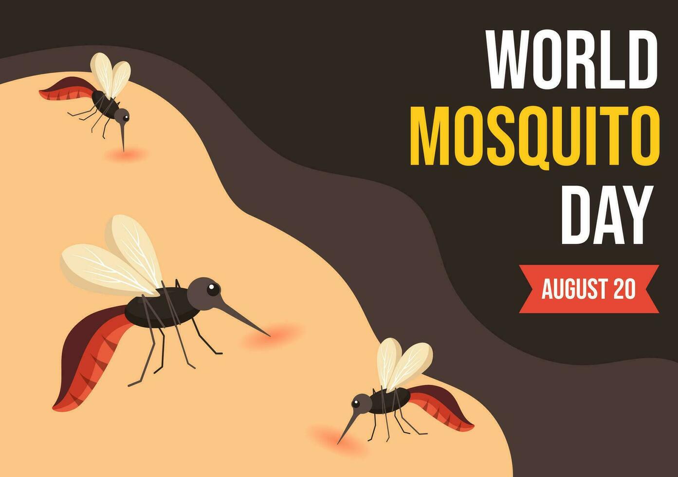 mundo mosquito dia vetor ilustração em 20 agosto com midge pode causa dengue febre e malária dentro plano desenho animado mão desenhado fundo modelos