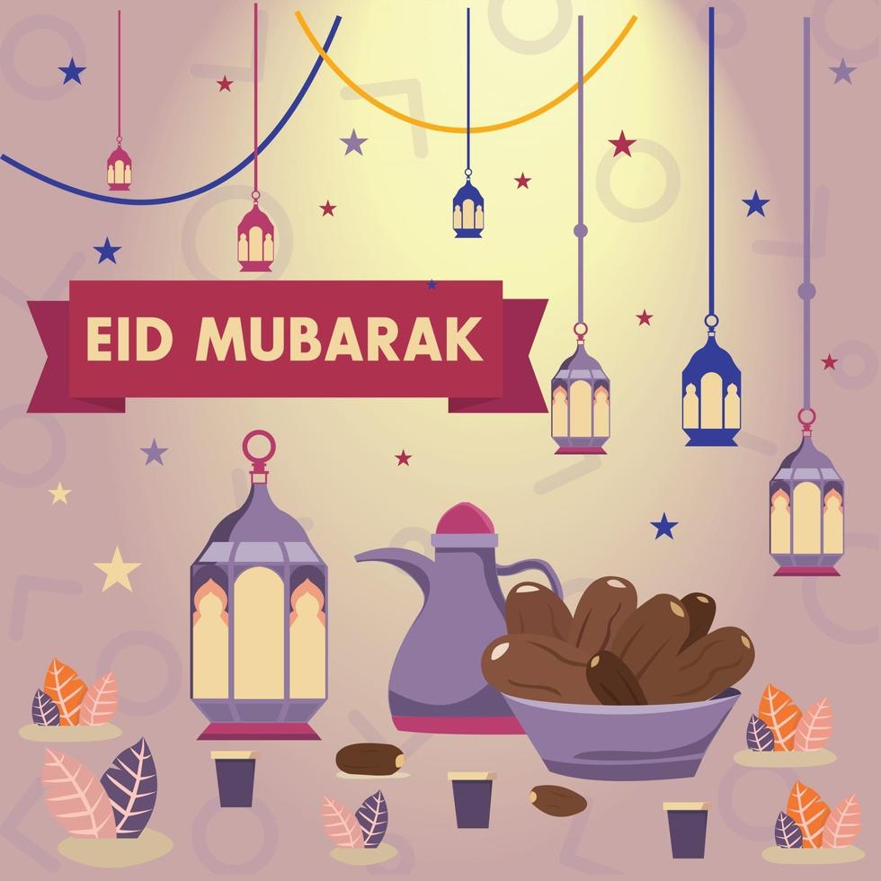 Ilustração de fundo de banquete de comida eid mubarak vetor