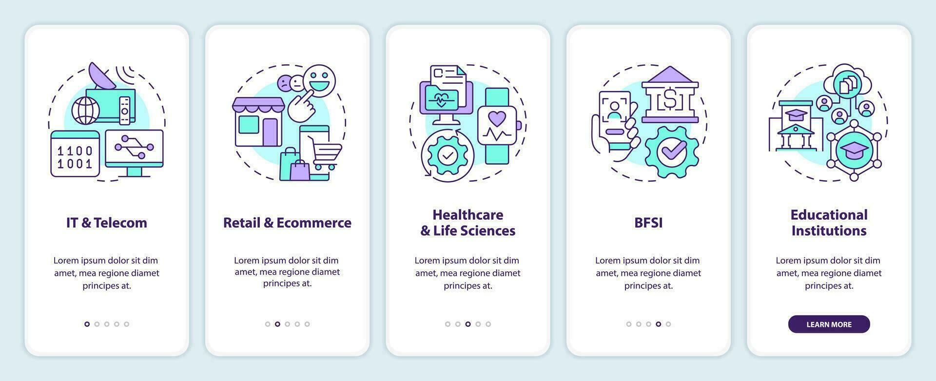 versão ao controle sistema fim do utilizador indústria onboarding Móvel aplicativo tela. passo a passo 5 passos editável gráfico instruções com linear conceitos. interface do usuário, ux, gui modelo vetor