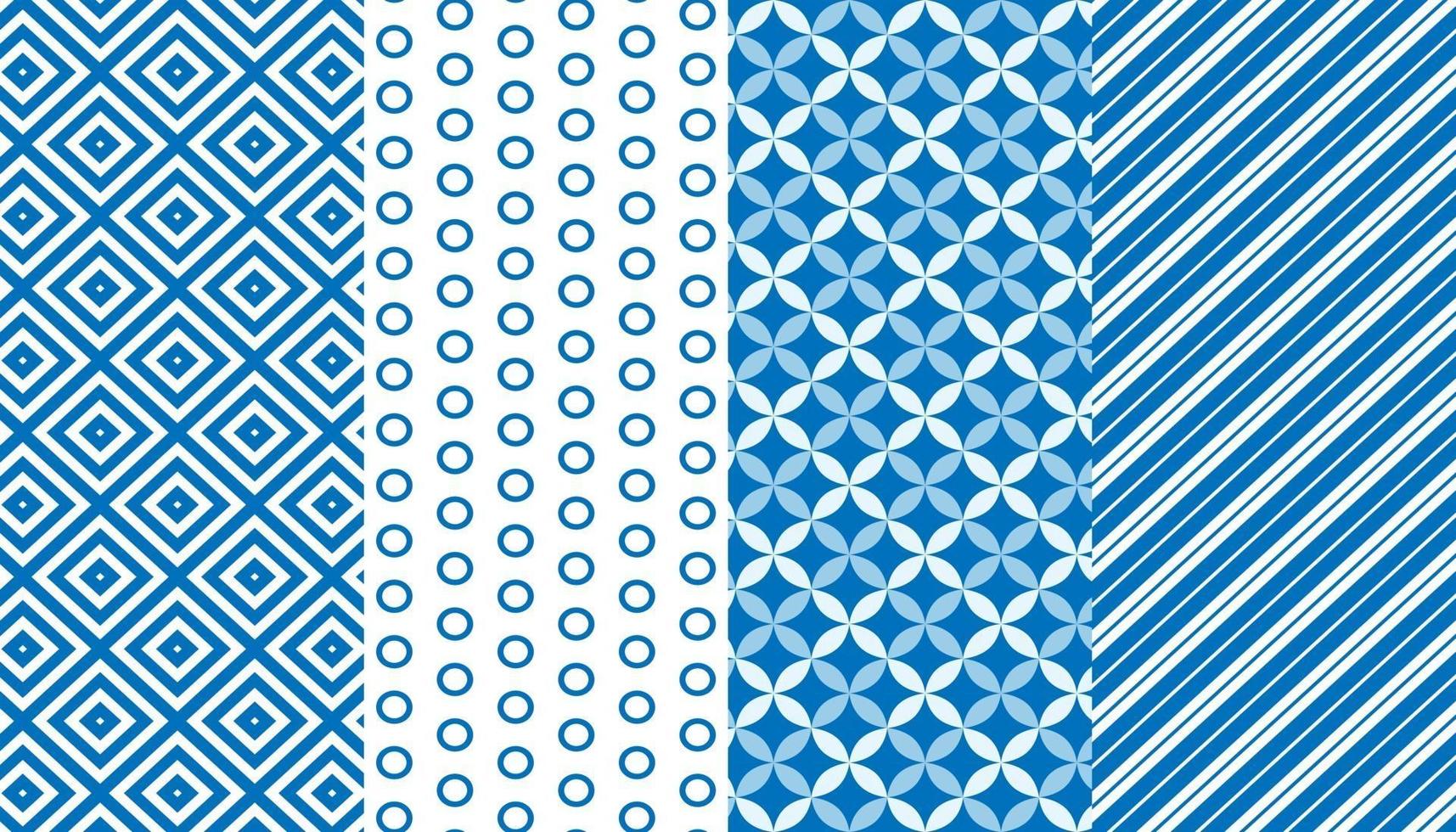 conjunto de padrão sem costura azul e branco vetor