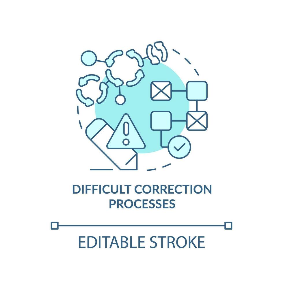 difícil correção processos turquesa conceito ícone. melhorar dados sistema abstrato idéia fino linha ilustração. isolado esboço desenho. editável acidente vascular encefálico vetor