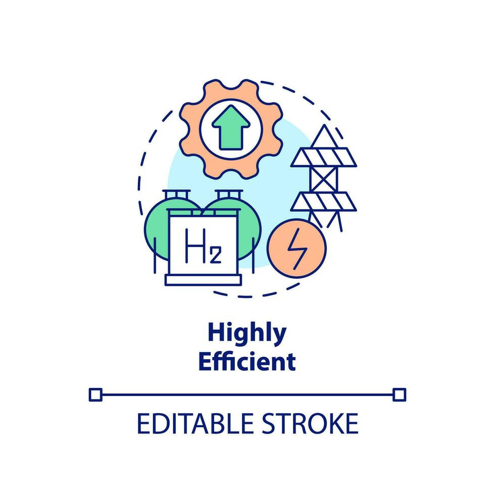 altamente eficiente energia conceito ícone. abastecendo estação. vantagem do hidrogênio abstrato idéia fino linha ilustração. isolado esboço desenho. editável acidente vascular encefálico vetor