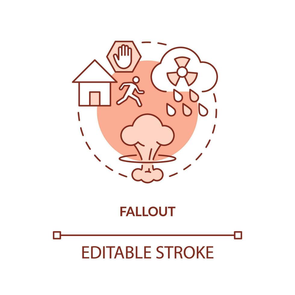 queda Fora nuclear detritos laranja conceito ícone. ar poluição. nuclear explosão abstrato idéia fino linha ilustração. isolado esboço desenho. editável acidente vascular encefálico vetor