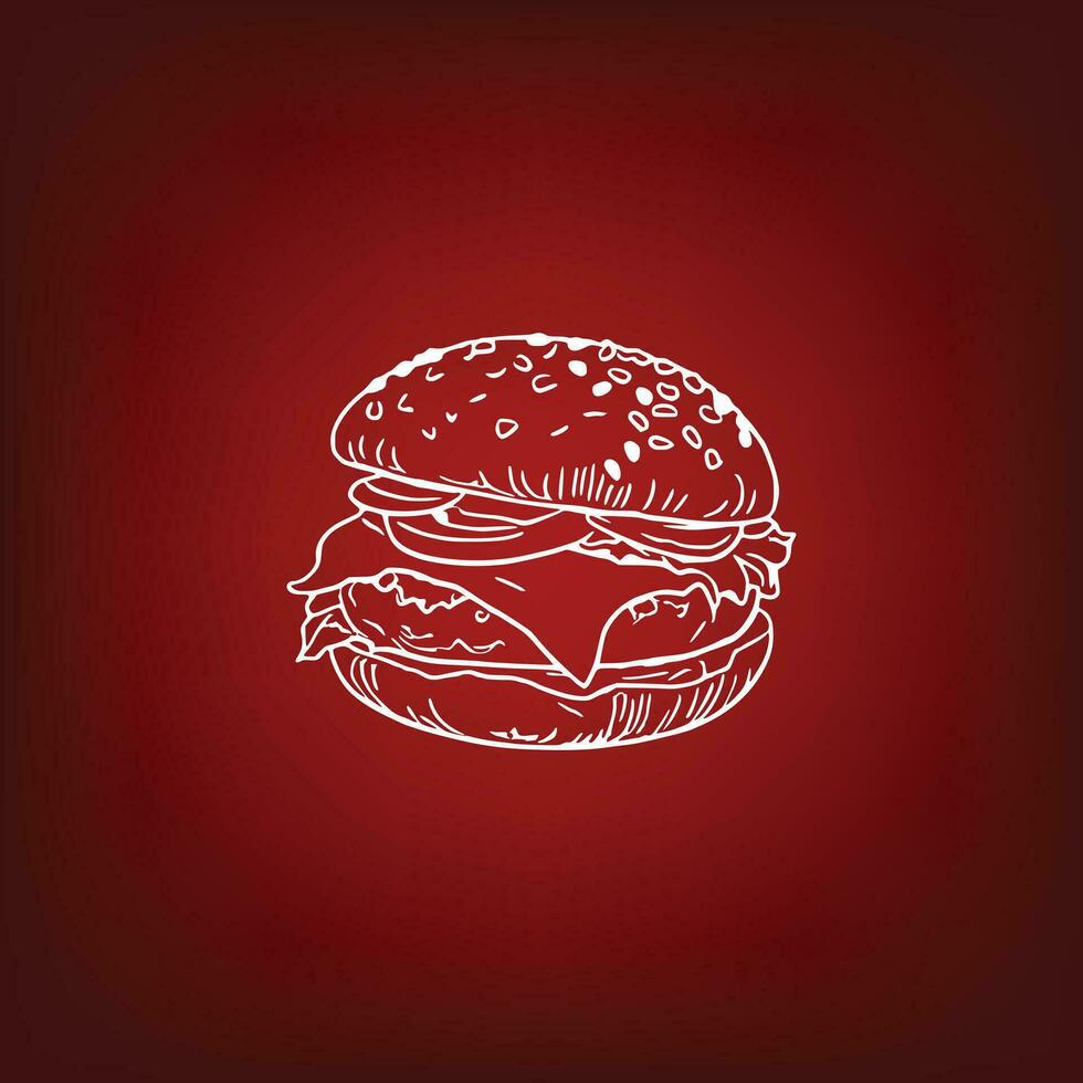 linha arte hamburguer vetor ilustração.