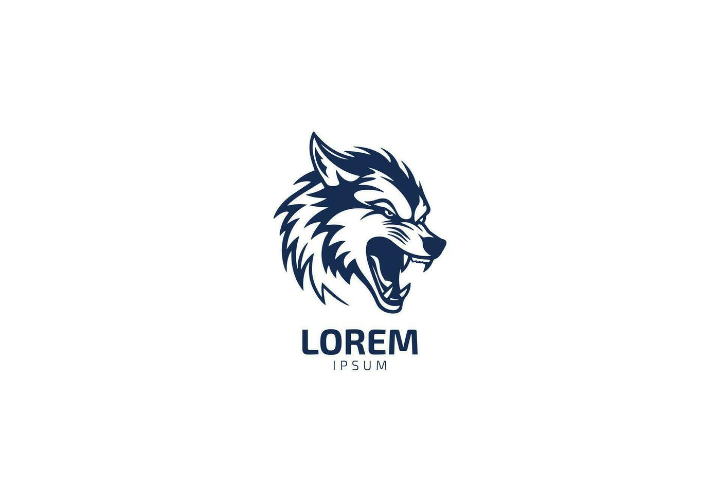 Lobo cabeça logotipo ou ícone dentro azul e branco. vetor ilustração.