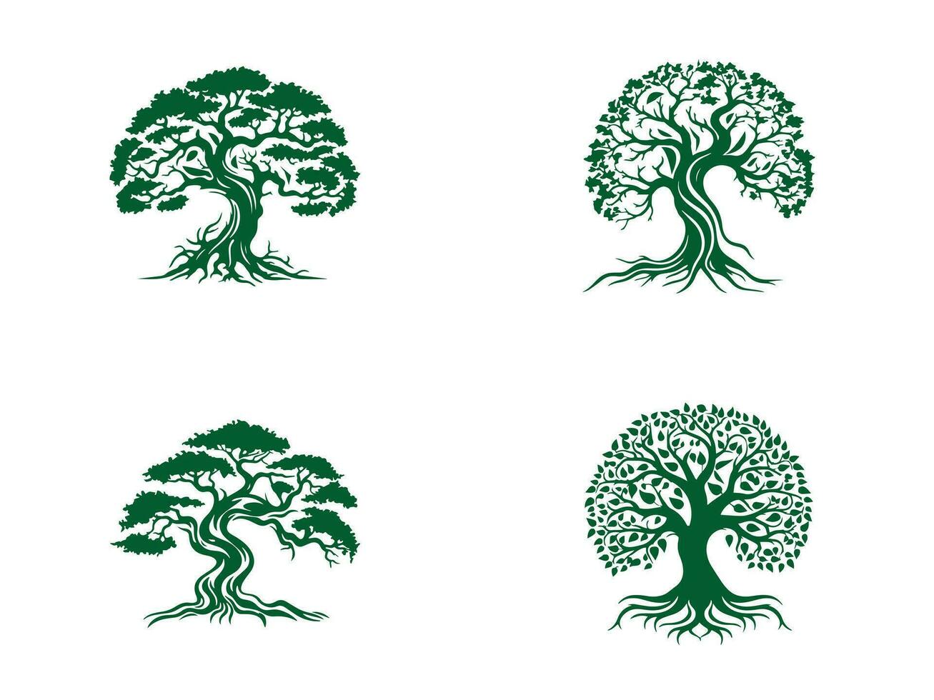 árvore logotipo vetor ilustração, árvore logotipo modelo, árvore vetor, árvore conjunto ícone
