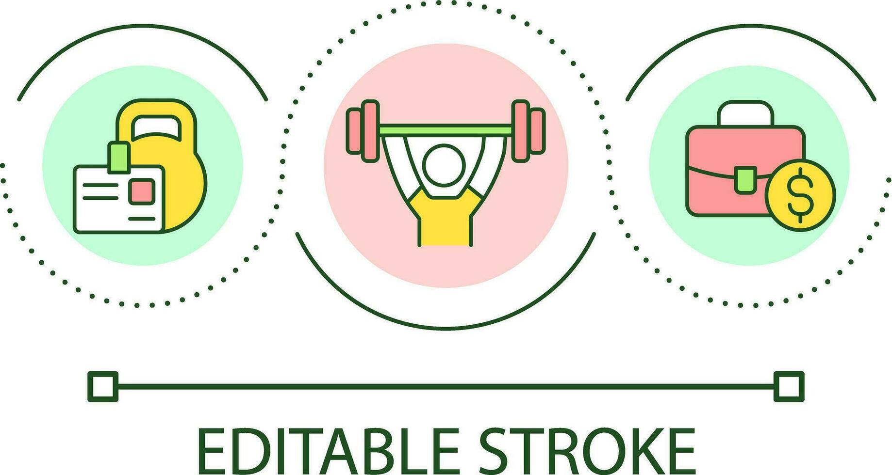 Esportes atividade e bem sucedido carreira ciclo conceito ícone. regular Treinamento impacto em produtividade abstrato idéia fino linha ilustração. isolado esboço desenho. editável acidente vascular encefálico vetor