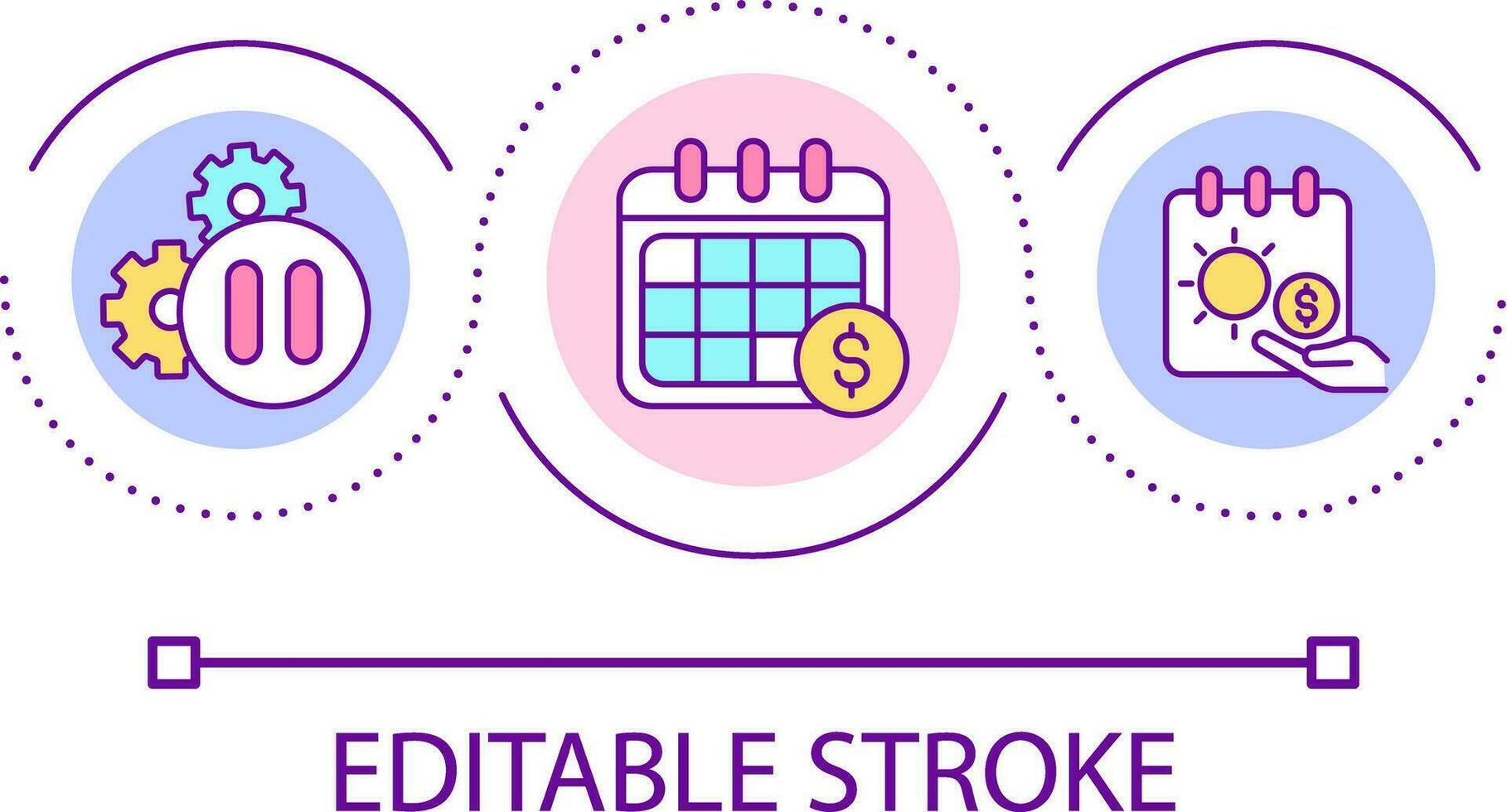 lucro cronograma ciclo conceito ícone. pago trabalhos turnos e período de férias. empregado salário agenda abstrato idéia fino linha ilustração. isolado esboço desenho. editável acidente vascular encefálico vetor