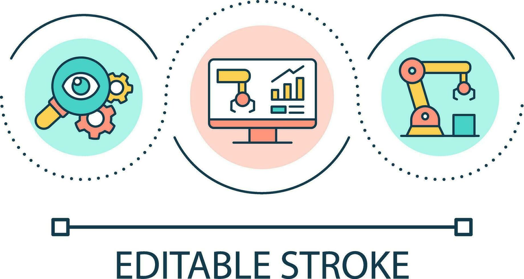 aumentando produtividade com automático equipamento ciclo conceito ícone. indústria desenvolvimento. tecnologia abstrato idéia fino linha ilustração. isolado esboço desenho. editável acidente vascular encefálico vetor