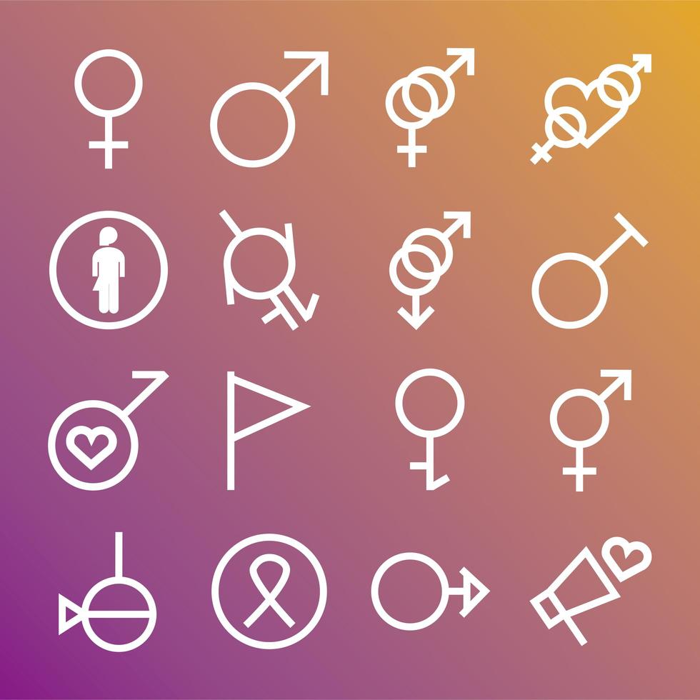 conjunto de ícones de orientação sexual vetor