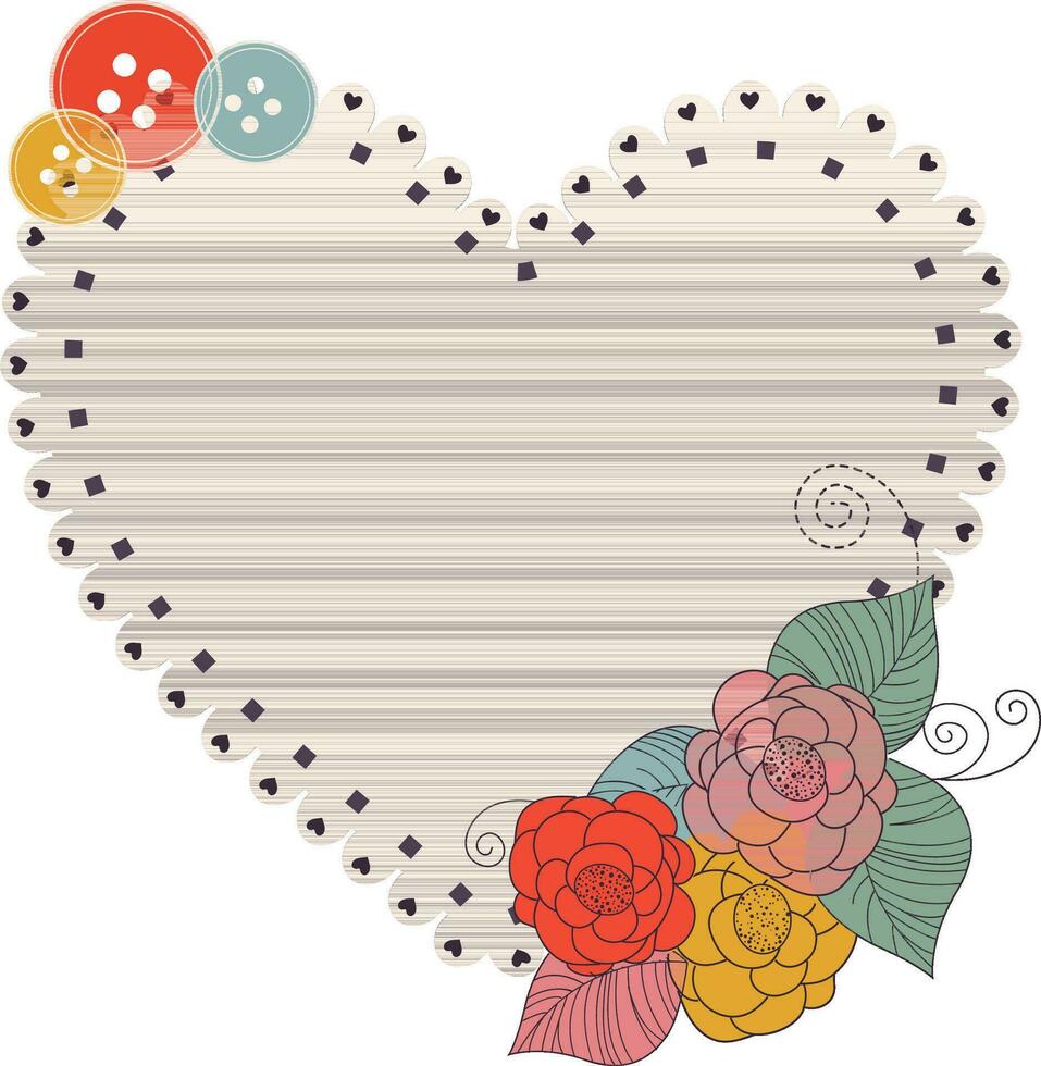 criativo cartão floral fundo coração com botão. vetor