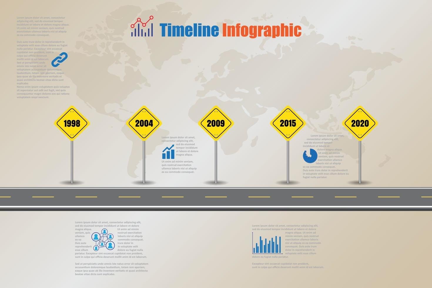 infográfico de cronograma de roteiro de negócios com ponteiro projetado para abstrato modelo de marco elemento diagrama moderno processo tecnologia digital marketing dados apresentação gráfico ilustração vetorial vetor