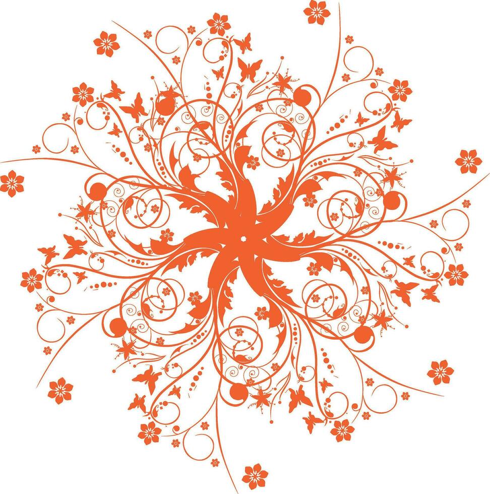 lindo vintage floral Projeto dentro laranja cor. vetor