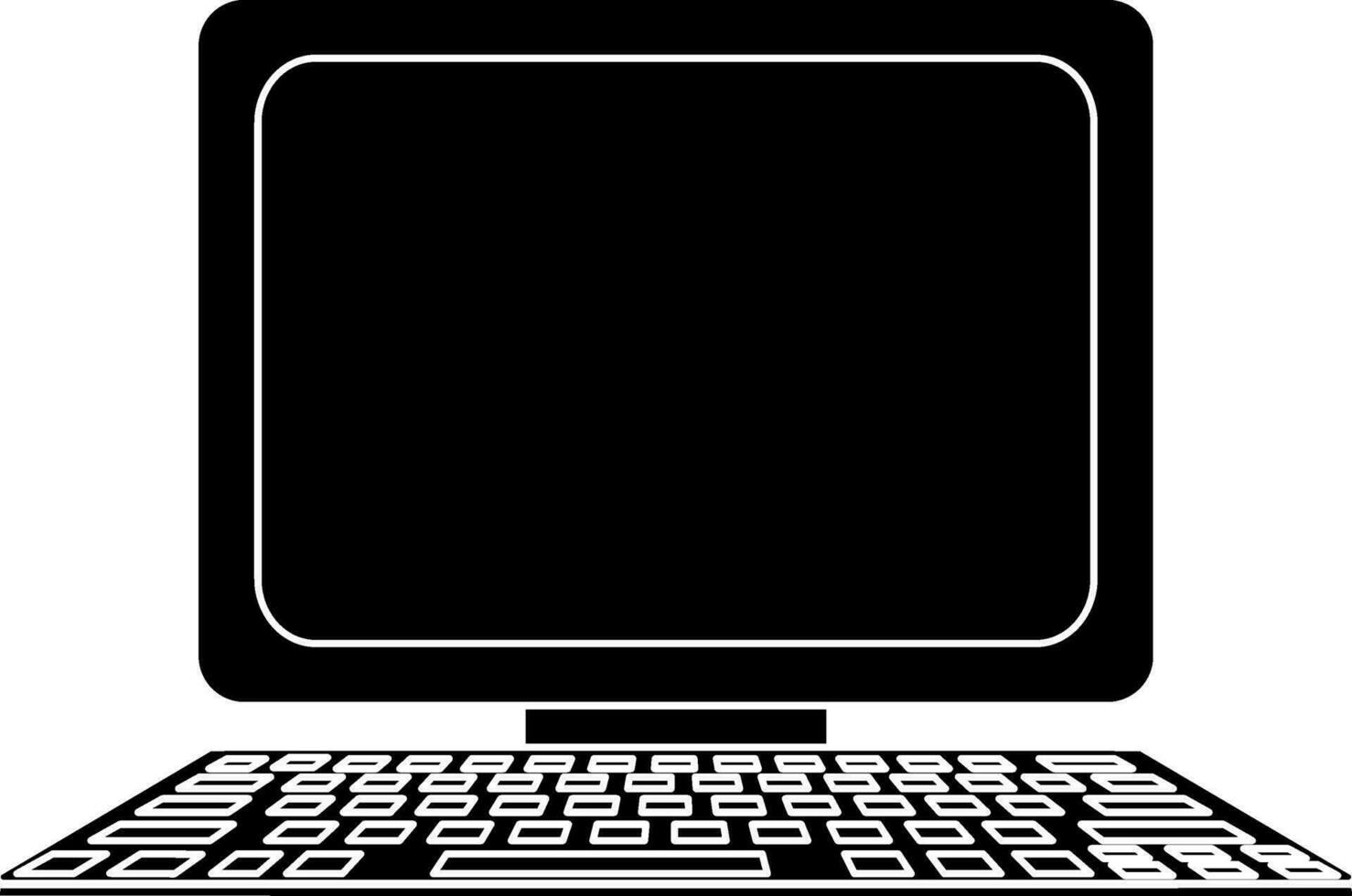 computador sistema ícone dentro glifo estilo com monitor e teclado. vetor