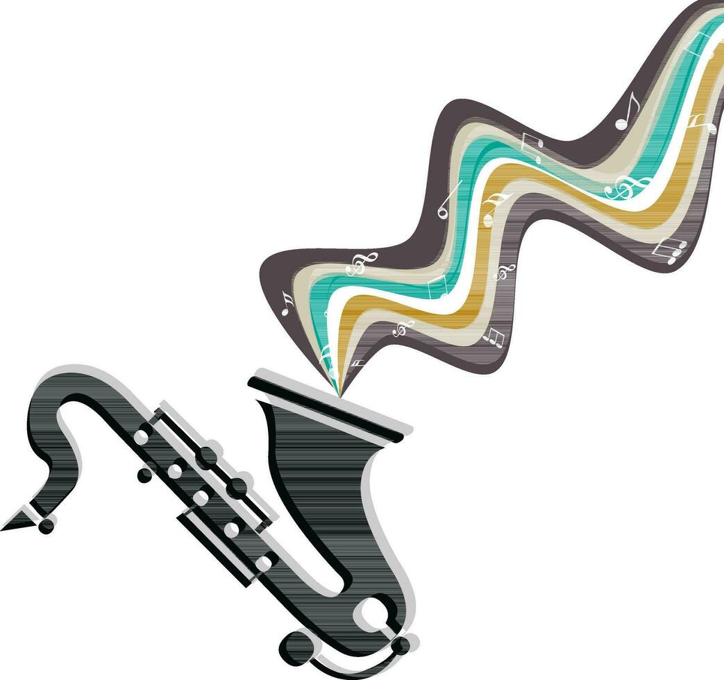 saxofone com música notas. vetor