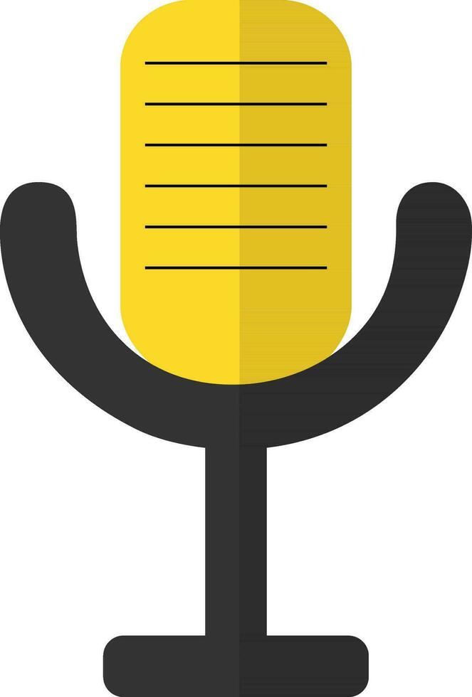 Preto e amarelo microfone dentro plano estilo. vetor