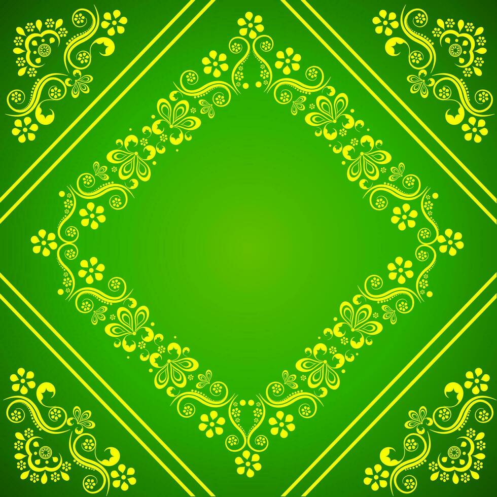 brilhante verde cor abstrato fundo decorado com floral Projeto padronizar. vetor