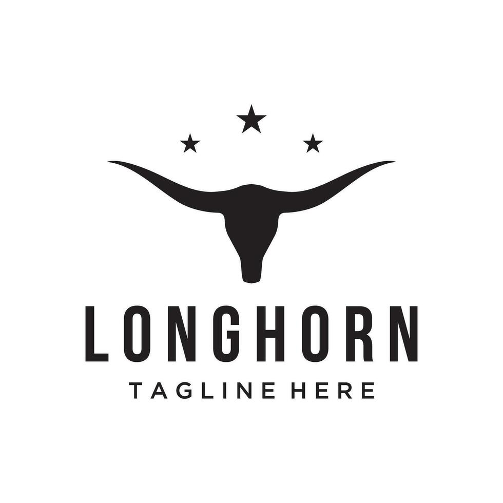 longhorn texas rancho selvagem oeste animal logotipo Projeto vintage retro.logo para vaqueiro, gado, distintivo, restaurante. vetor