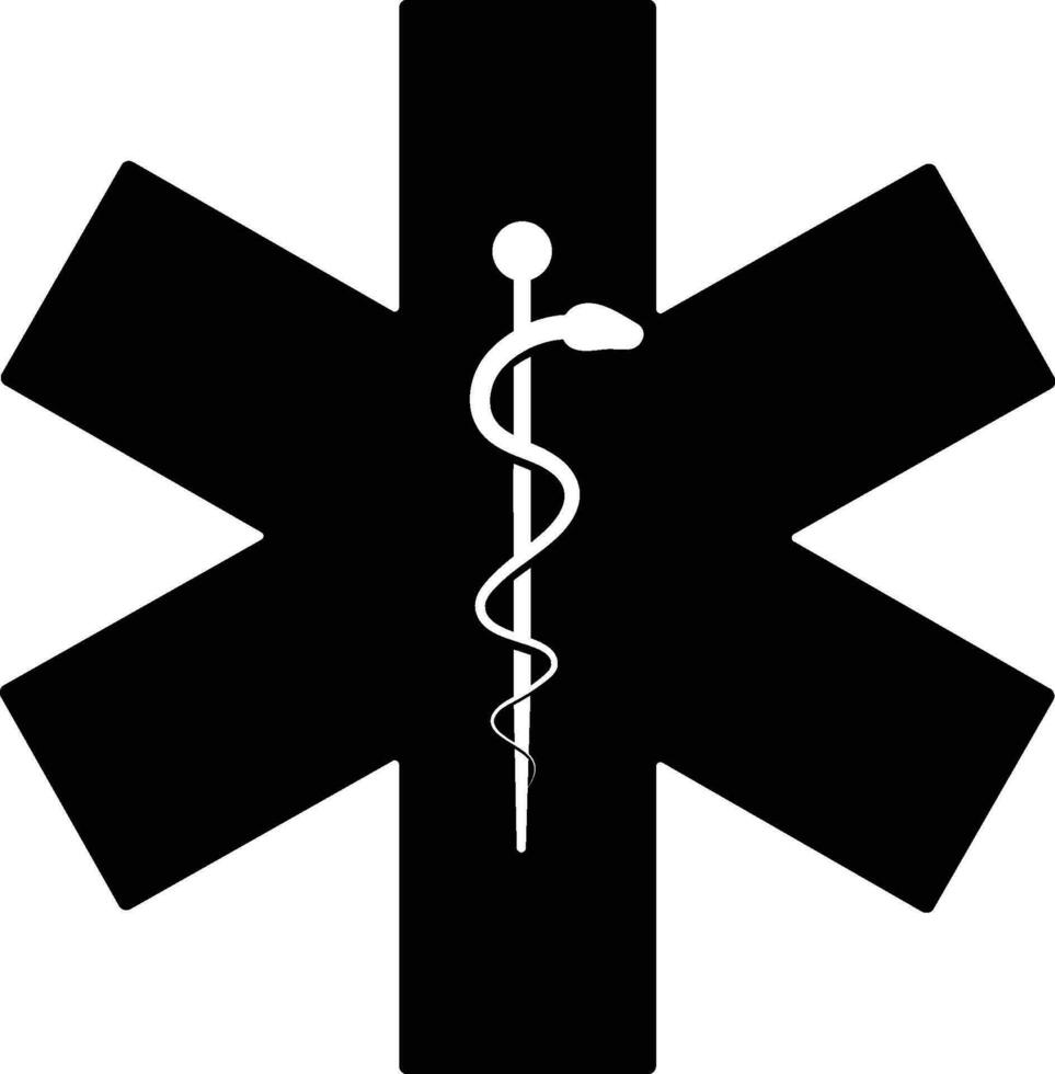 ilustração do caduceu médico placa ou símbolo. vetor