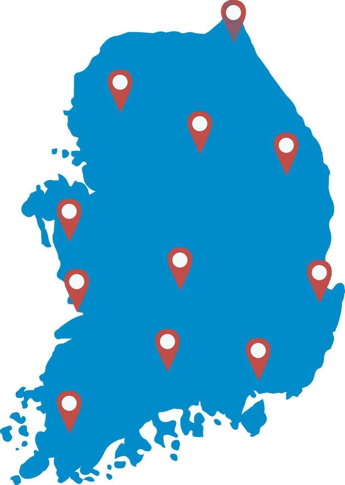 sul kora área mapa com azul cor ilha vetor ilustração