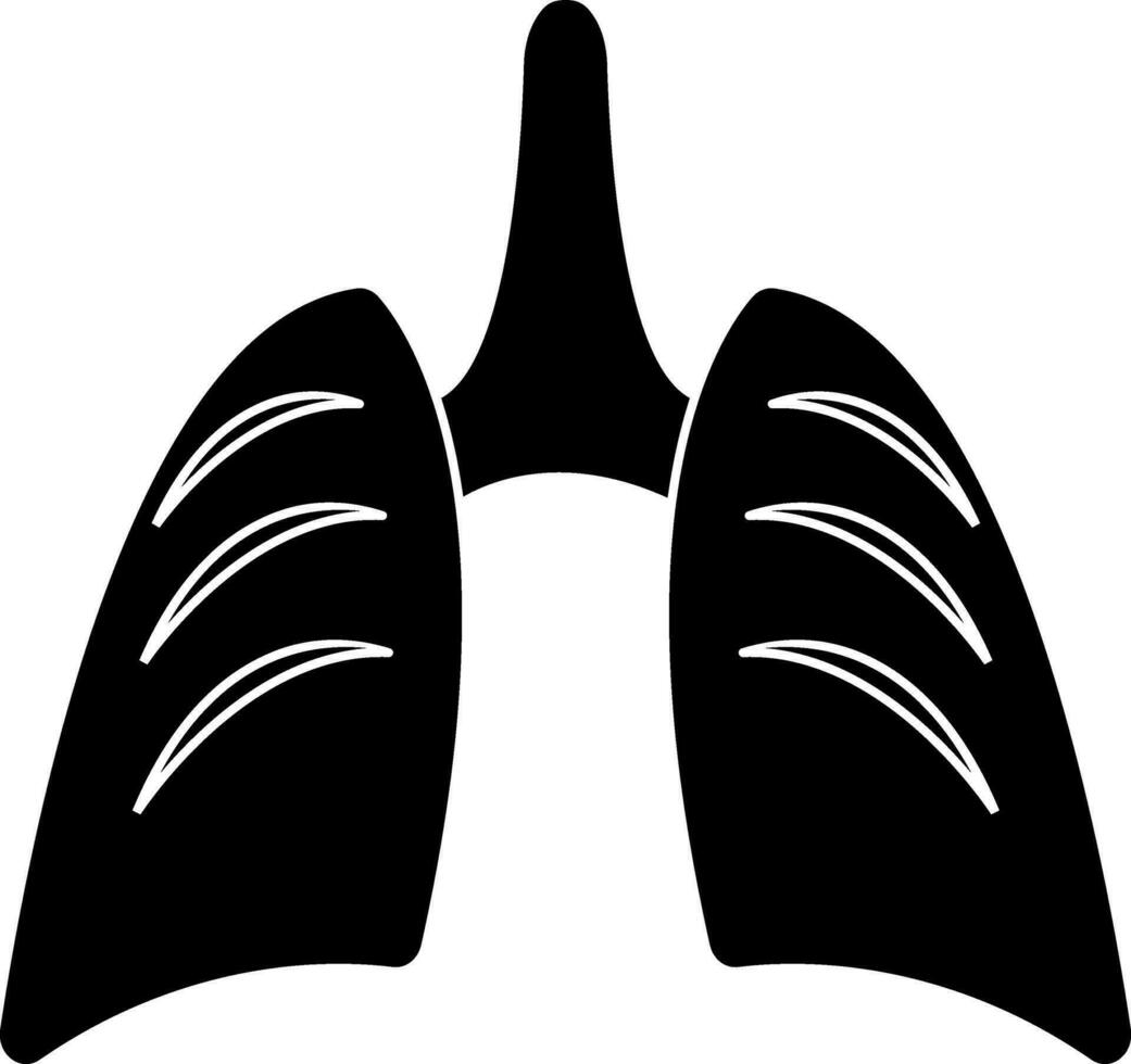 bw pulmões dentro plano estilo. vetor