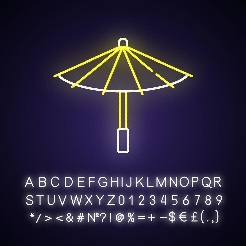 ícone de luz de néon de guarda-chuva coreano vetor