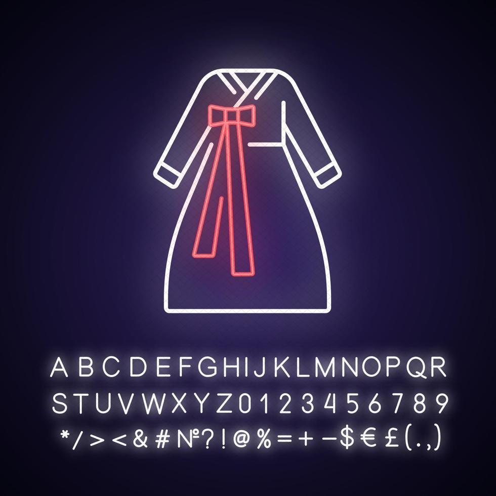 ícone de luz neon hanbok vetor