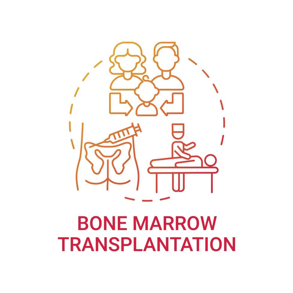 ícone de conceito de gradiente vermelho para transplante de medula óssea vetor