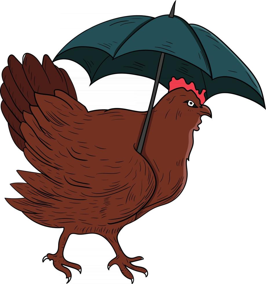galinha com desenho de guarda-chuva perfeito para projeto de design vetor