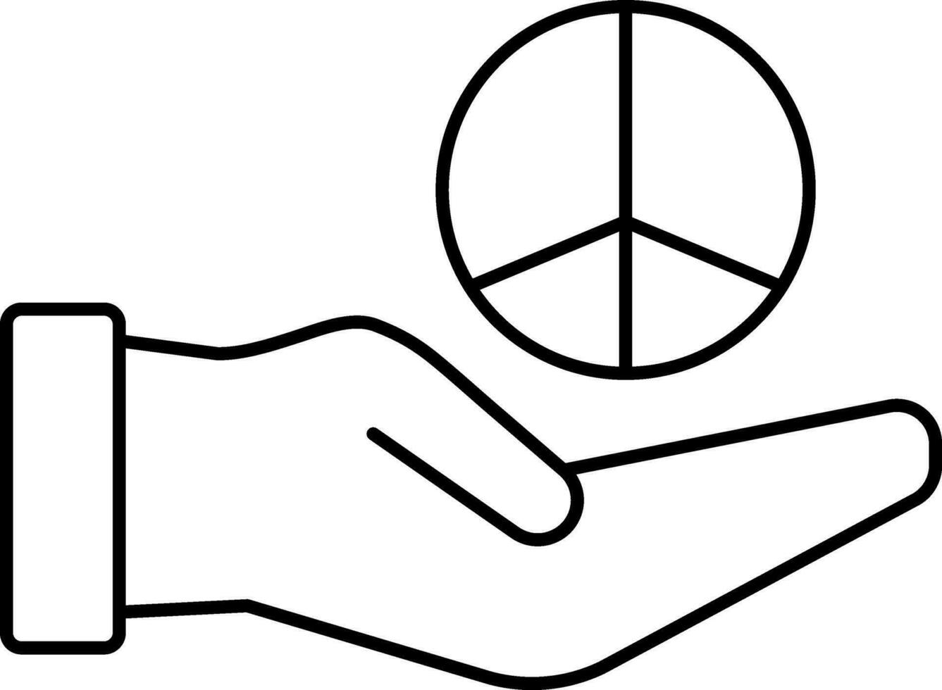 mão segurando Paz símbolo ícone dentro Preto contorno. vetor