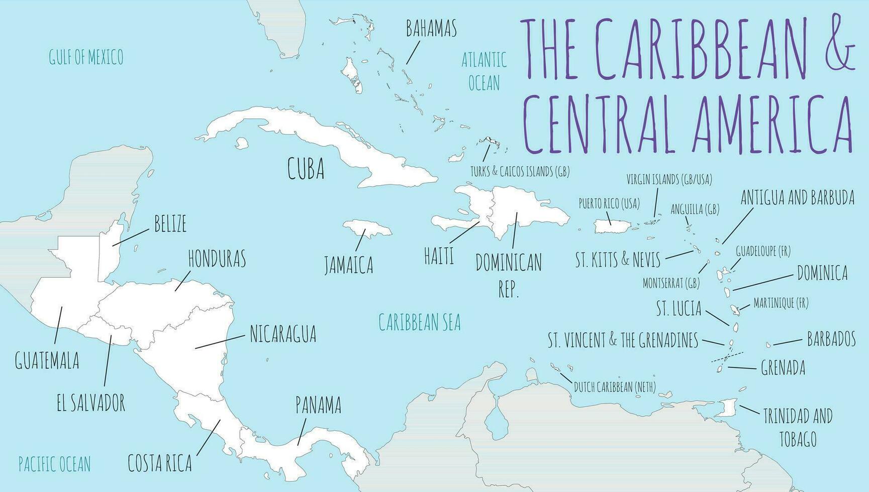 político caribe e central América mapa vetor ilustração com países dentro branco cor. editável e claramente etiquetado camadas.