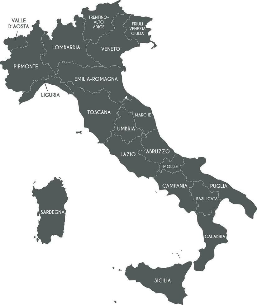 vetor mapa do Itália com regiões e administrativo divisões. editável e claramente etiquetado camadas.