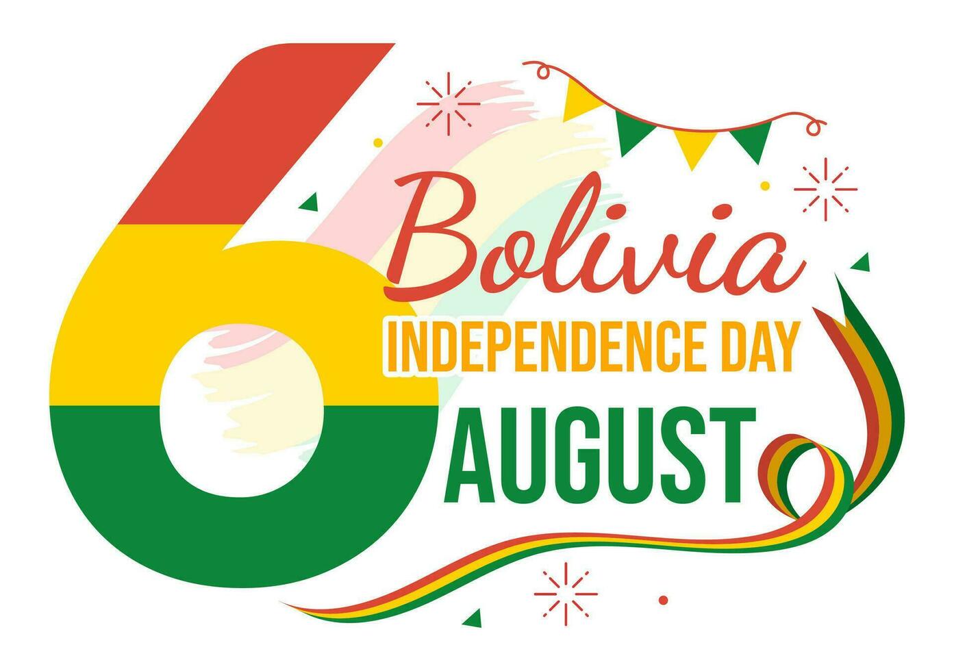 Bolívia independência dia vetor ilustração em 6 agosto com festival nacional feriado dentro plano desenho animado mão desenhado aterrissagem página fundo modelos