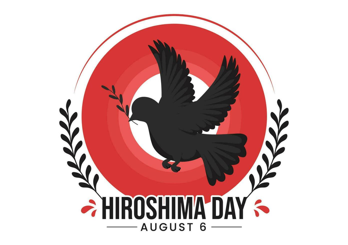 Hiroshima dia vetor ilustração em 6 agosto com Paz pomba pássaro e nuclear explosão fundo dentro plano desenho animado mão desenhado modelos