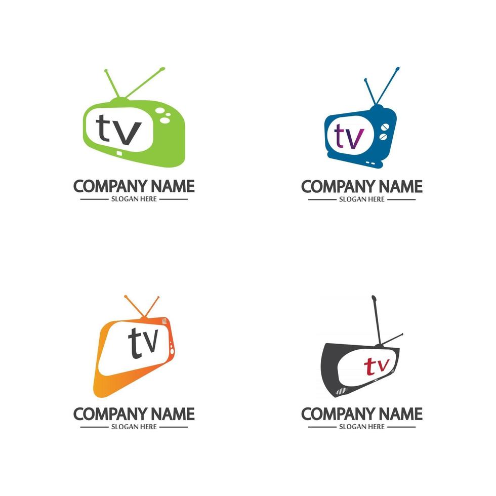 símbolo de tecnologia de mídia de design de logotipo de tv vetor