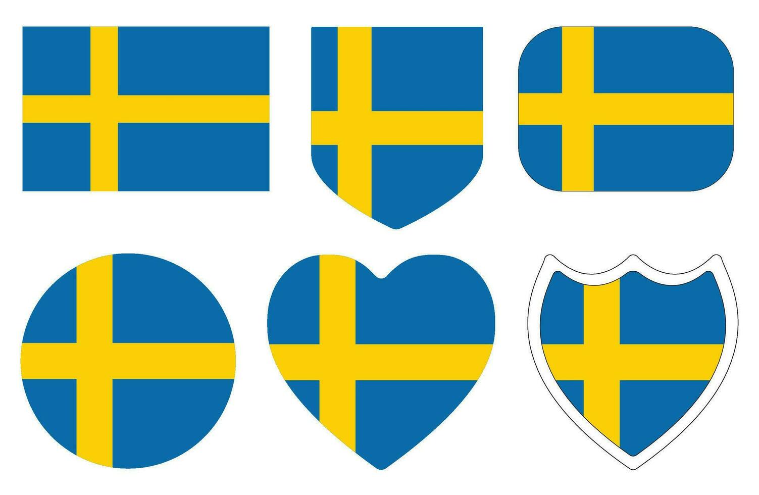 bandeira do Suécia dentro forma definir. Suécia bandeira dentro forma conjunto vetor