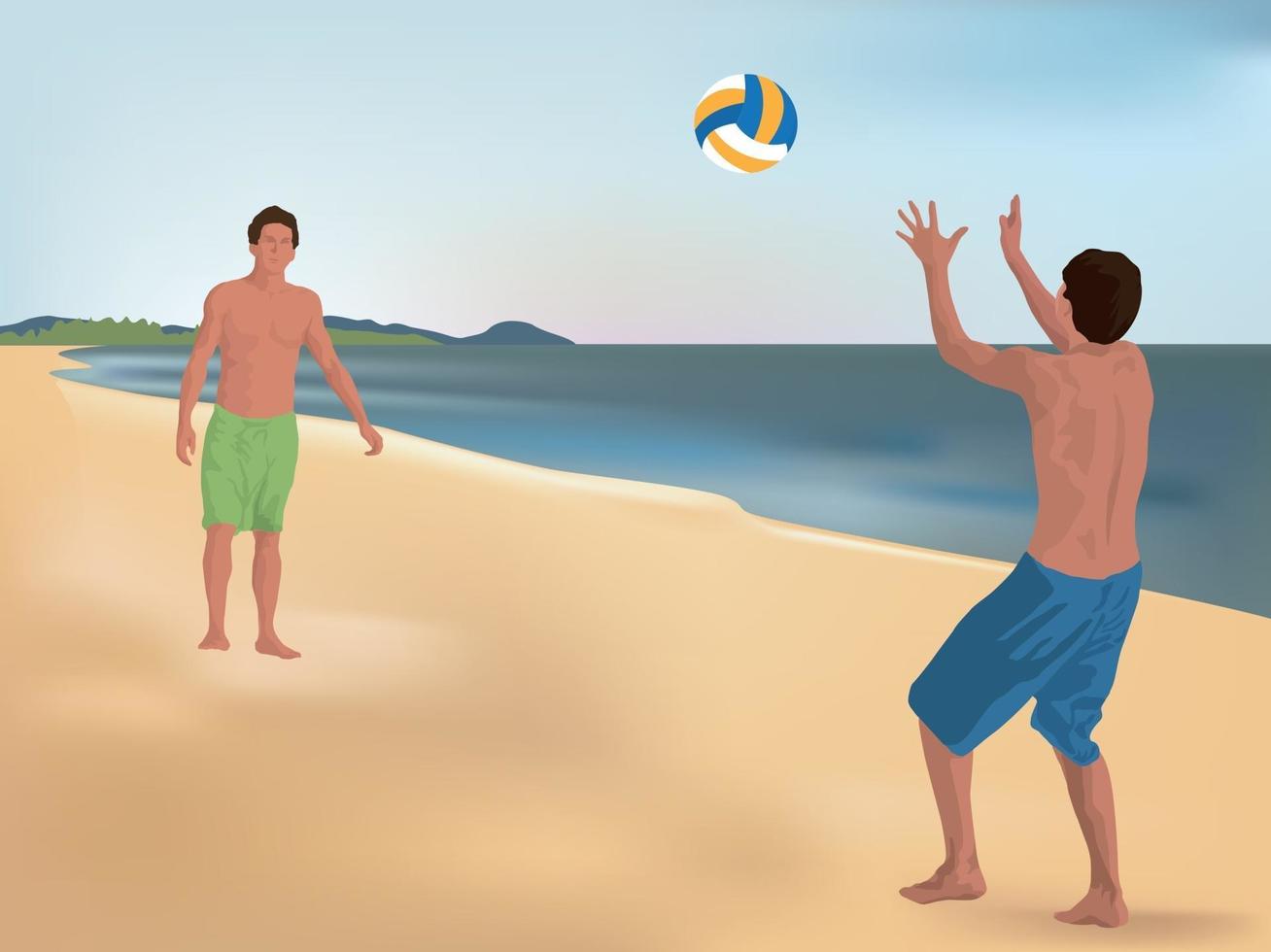 voleibol de praia em ilustração vetorial gráfica vetor