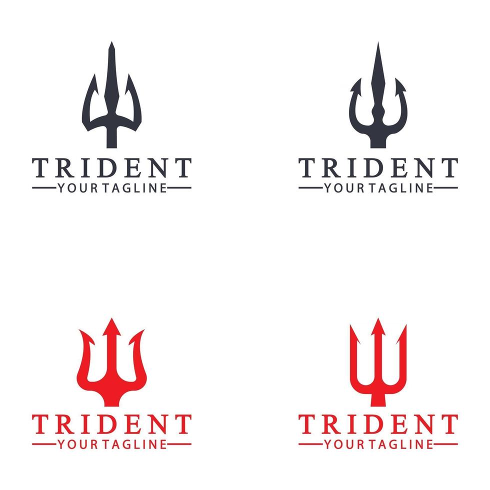 Lança tridente vintage de poseidon Netuno Deus Triton King logo design vetor