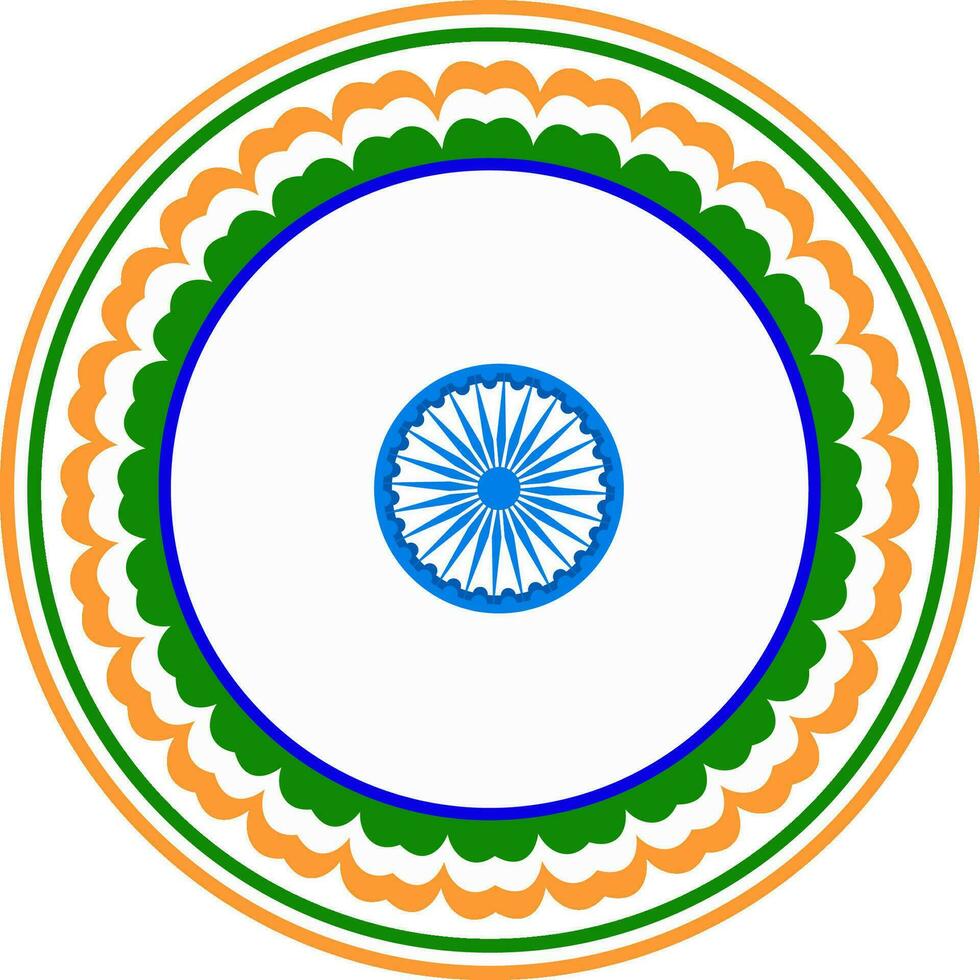 indiano bandeira cor circular quadro, Armação com ashoka roda. vetor