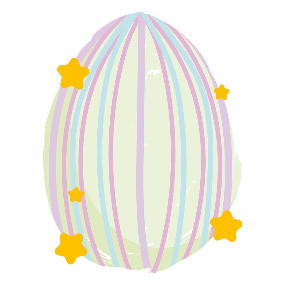 ovo decorativo feliz de páscoa com linhas e estrelas isoladas de fundo branco vetor