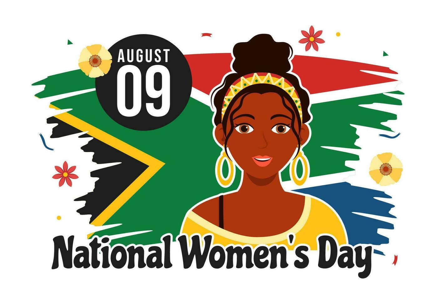 feliz mulheres África dia celebração vetor ilustração com étnico Preto mulher e africano bandeira dentro plano desenho animado mão desenhado aterrissagem página modelos
