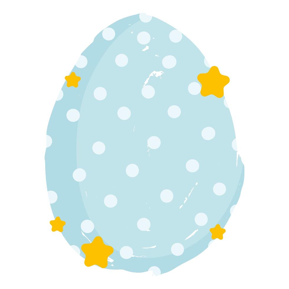 ovo de Páscoa fofo com fundo branco de decoração de pontos e estrelas vetor