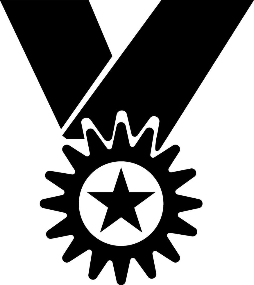 Preto e branco medalha com fita. vetor