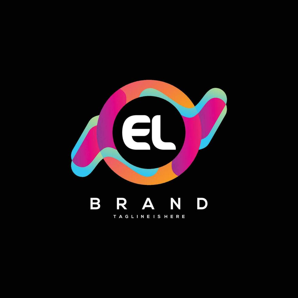 inicial carta el logotipo Projeto com colorida estilo arte vetor