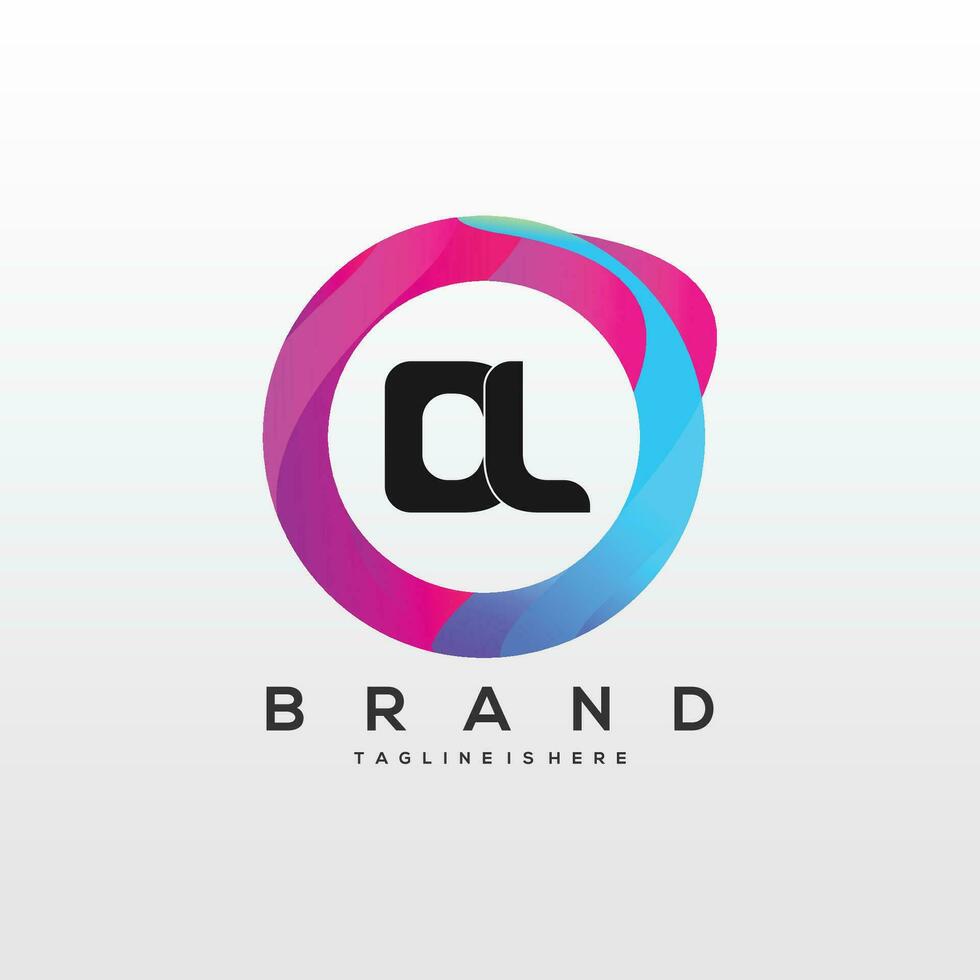 inicial carta dl logotipo Projeto com colorida estilo arte vetor