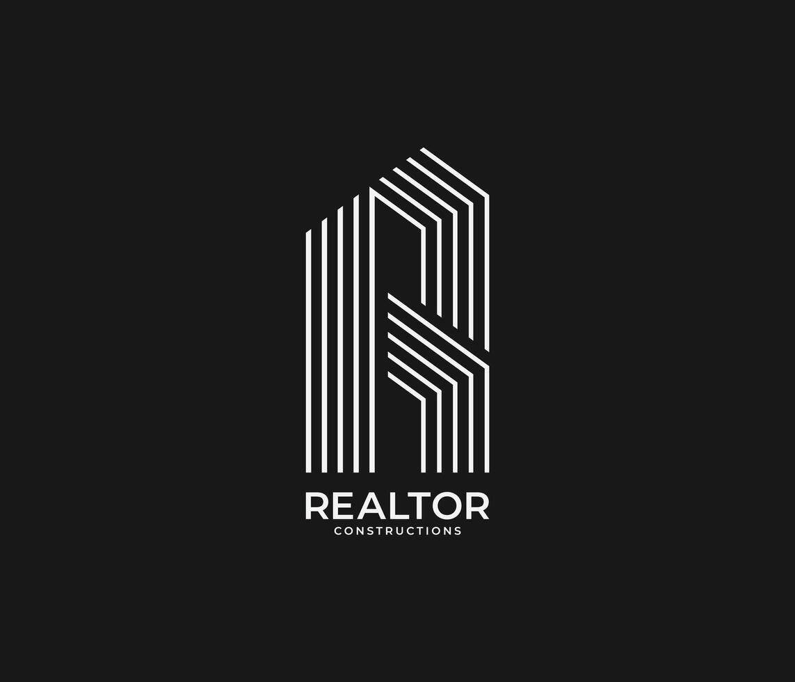 r último construção logotipo, real Estado, construções, linha, logotipo, vetor, mínimo, h último, r, h vetor