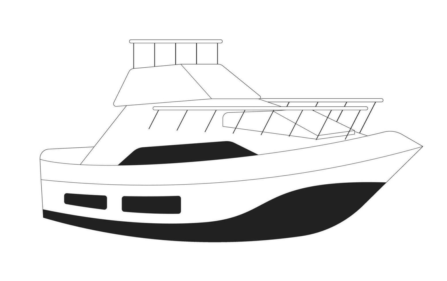 iate monocromático plano vetor objeto. recreativo embarcação. embarcação transporte. iatismo. editável Preto e branco fino linha ícone. simples desenho animado grampo arte local ilustração para rede gráfico Projeto