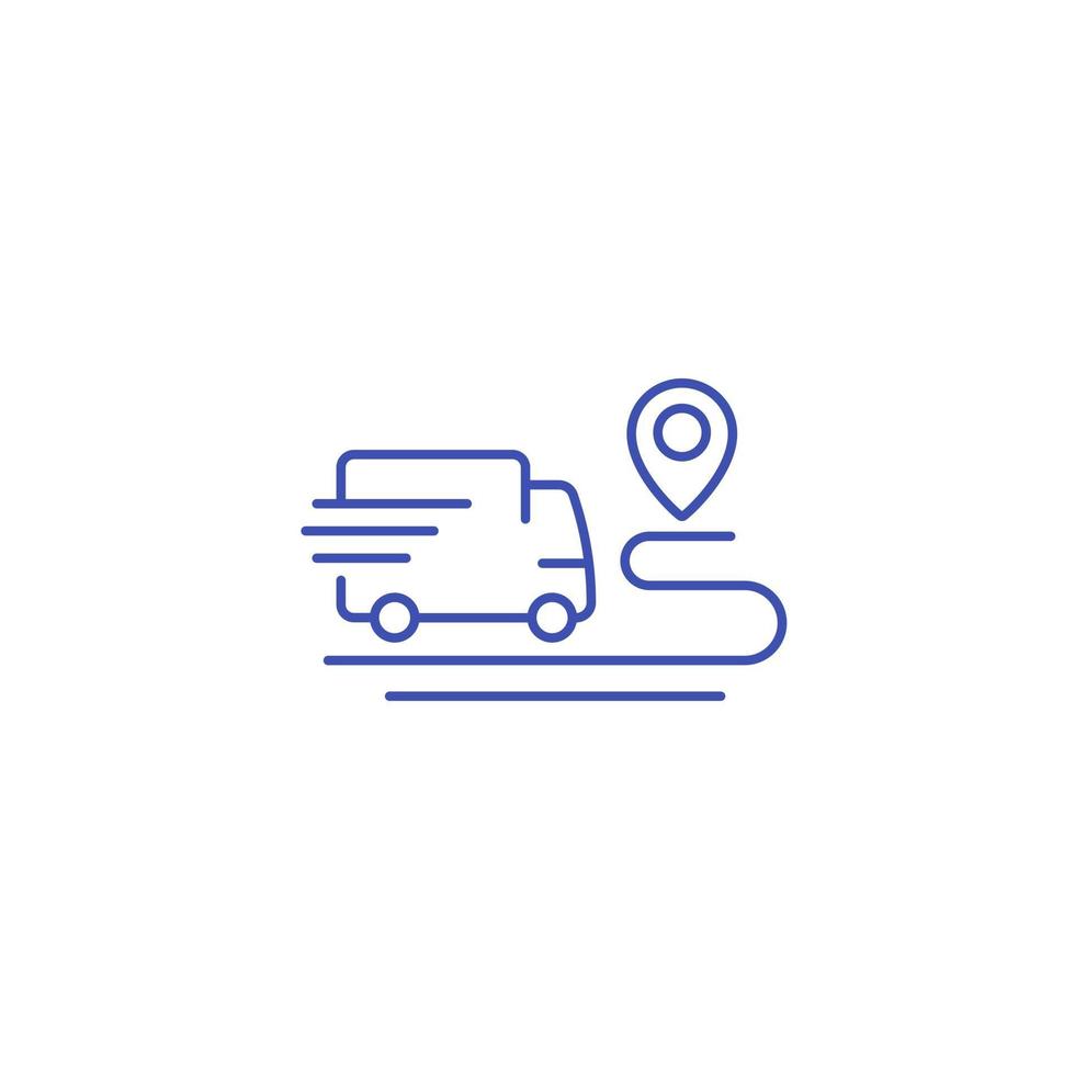 ícone de serviço de entrega com van e ponto de destino vetor
